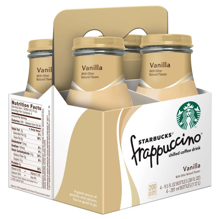 Starbucks frappuccino bottle nutrition facts